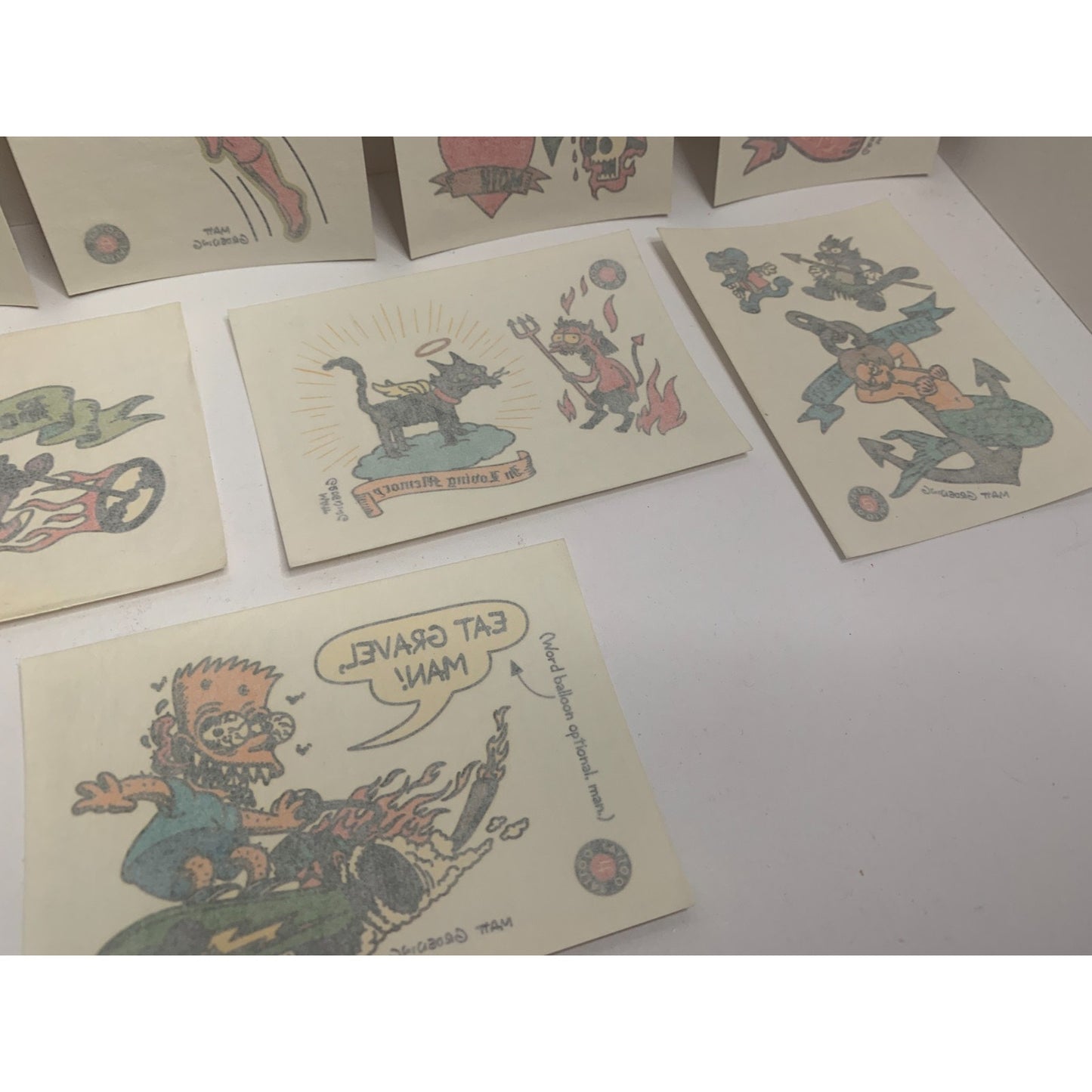 Lot of 8 The Simpsons 1993 Skybox Trading Cards Individual Temporary Tattoos