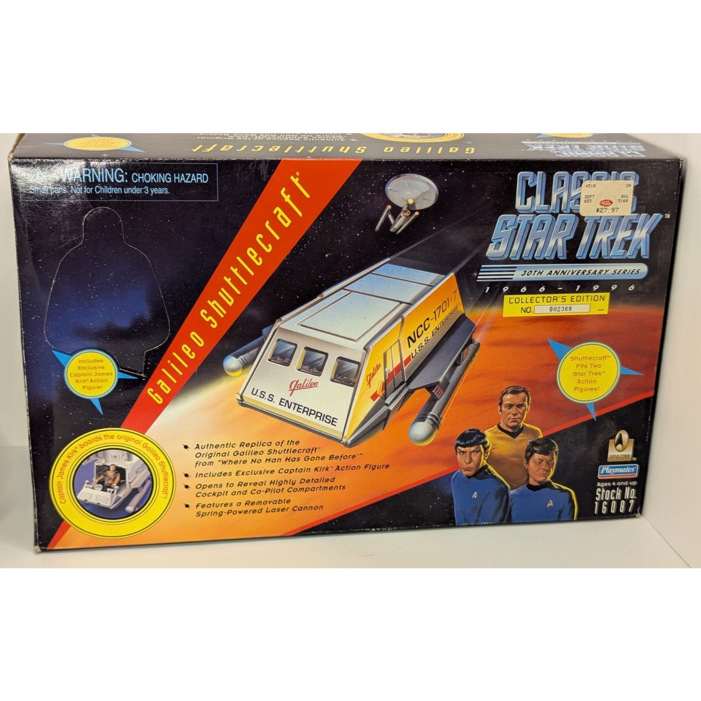 Vintage 1996 Classic Star Trek Galileo Shuttlecraft w/Captain Kirk Figure w/Box