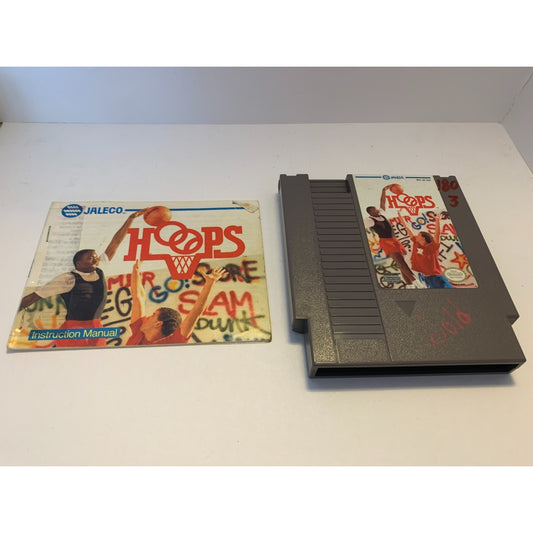 Hoops Basketball Nintendo NES Game Cartridge W/ Manual & Sleeve Vintage
