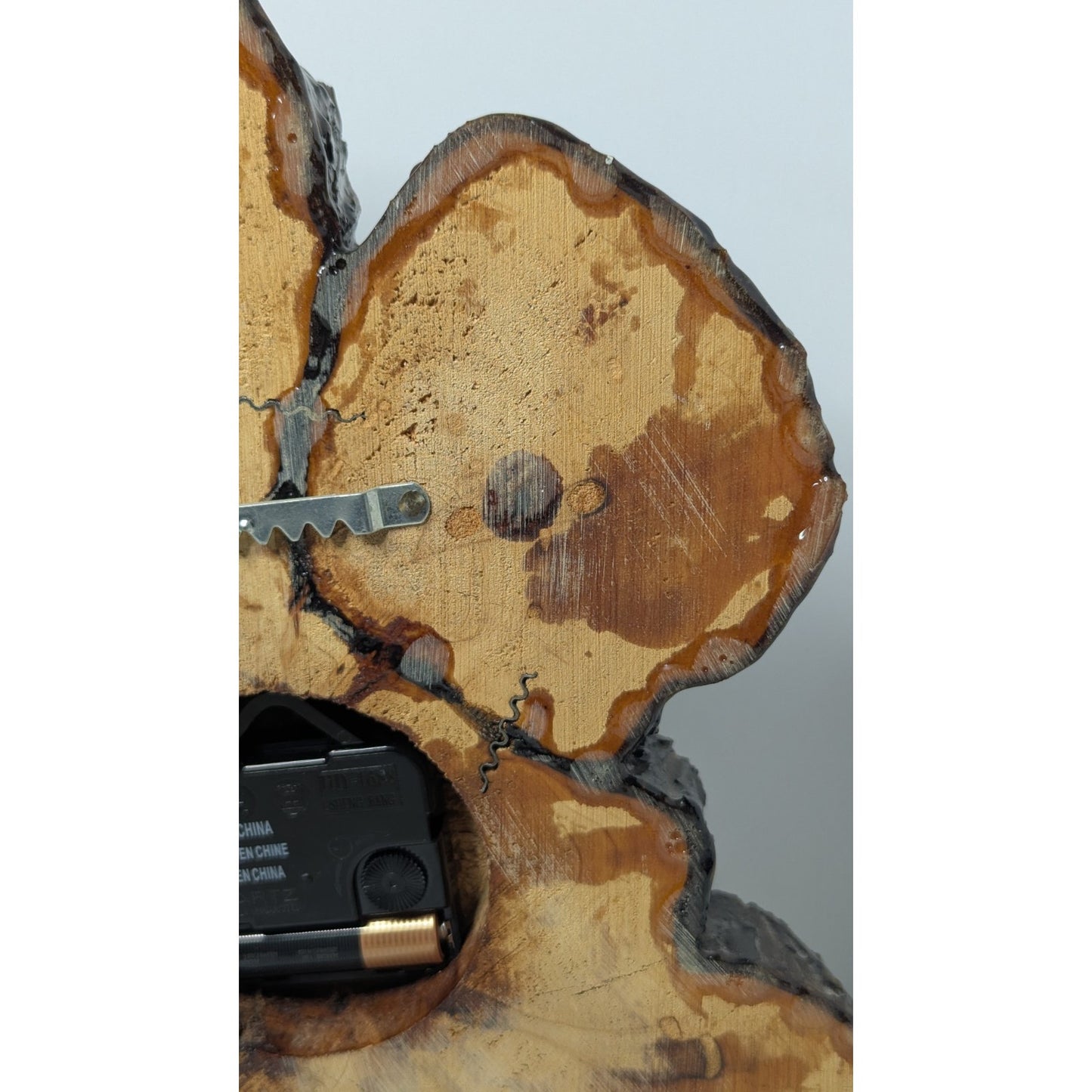 Nice Smaller Vintage Cypress Wood Live Edge Clock 13”x9” Works