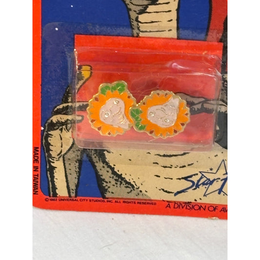 VINTAGE 1982 ET Extra Terrestrial Flower Pierced Earrings NOS Universal Studios