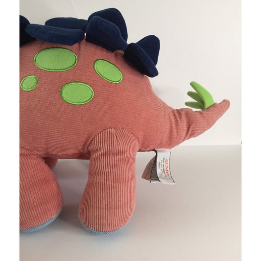 Vtg Gund Aaahh Dinosaur Plush Corduroy Steggy 16” Long Rusty Red Stuffed Animal