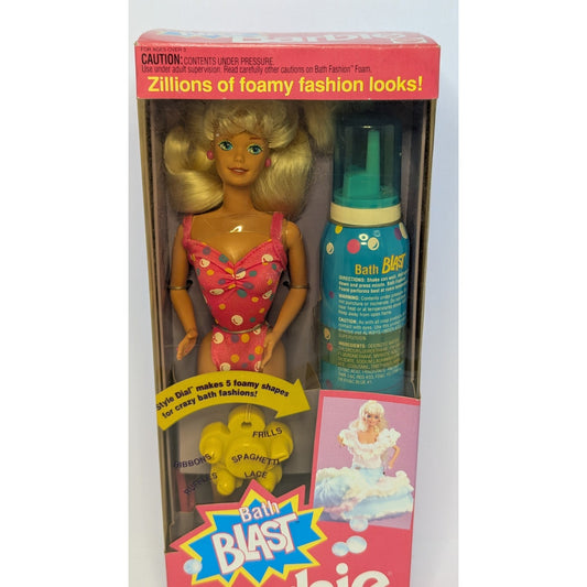 1992 Vintage Bath Blast Barbie Mattel Blue Fashion Foam Zillions of Foamy Looks