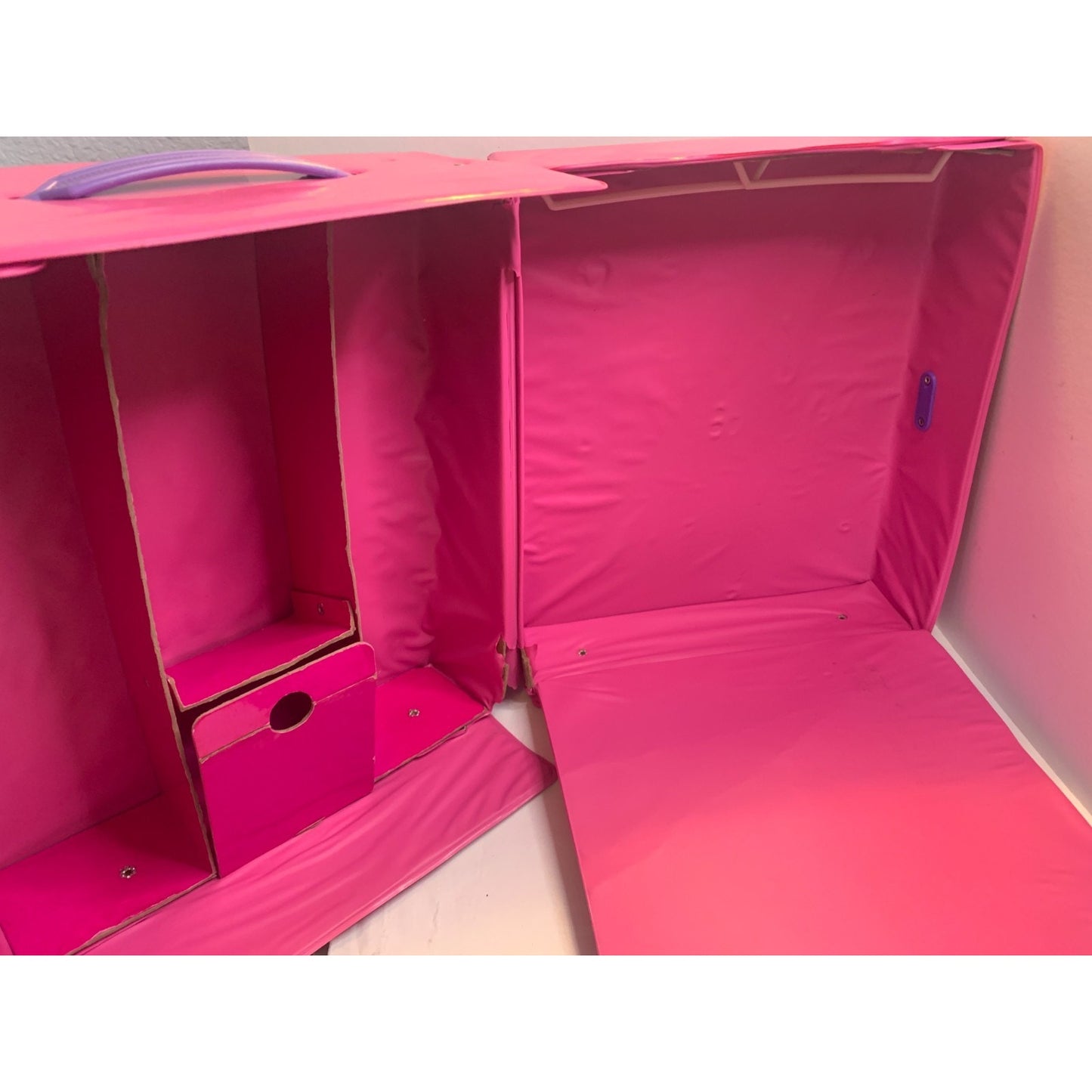 Vintage 1989 Mattel Barbie Doll Vinyl Pink Travel Carrying Case Wardrobe