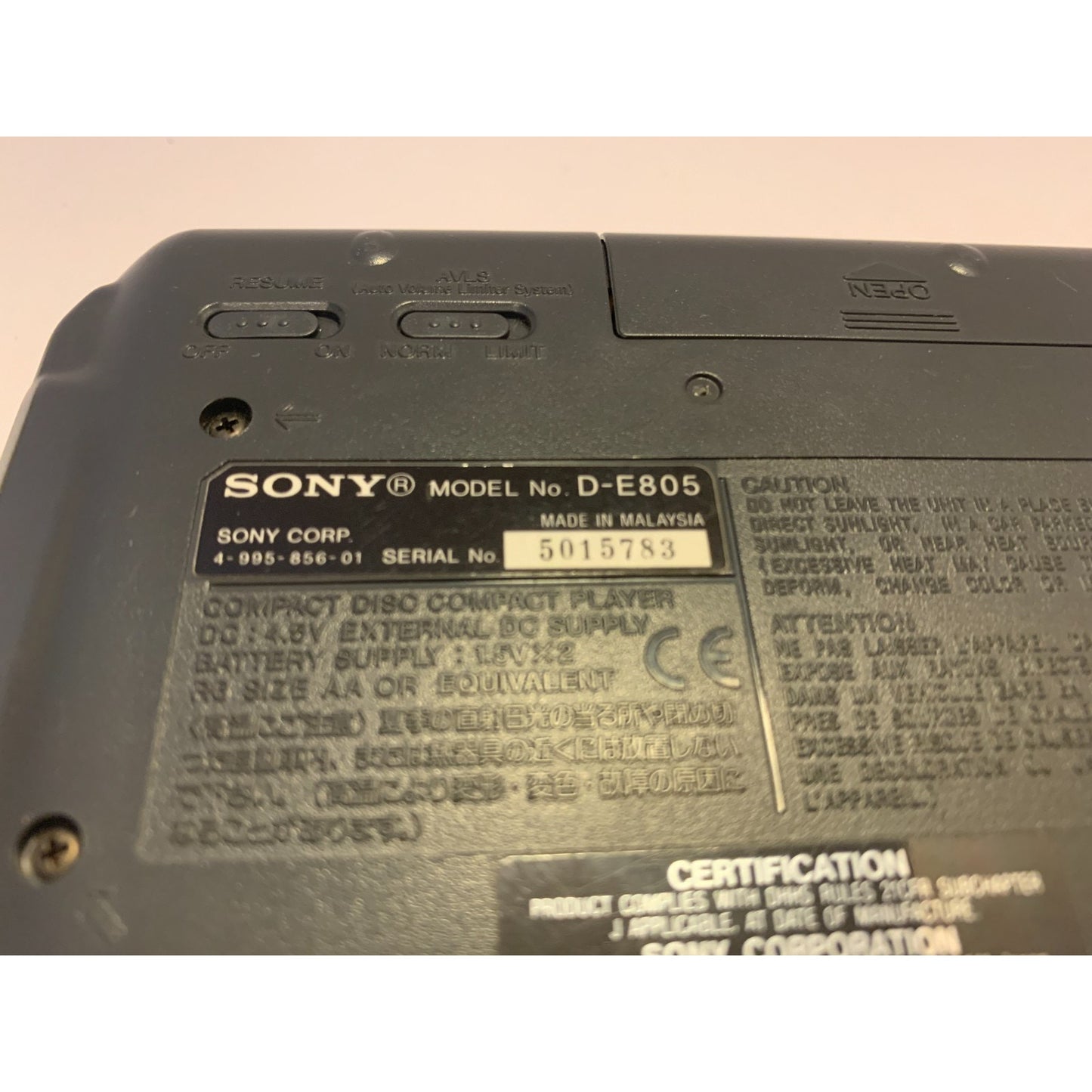 Sony CD Discman ESP2 D-E805 DAC Portable CD Player