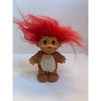 Vintage 90's Russ Troll Doll Rudolph Outfit Reindeer Christmas 4.75" Red Hair