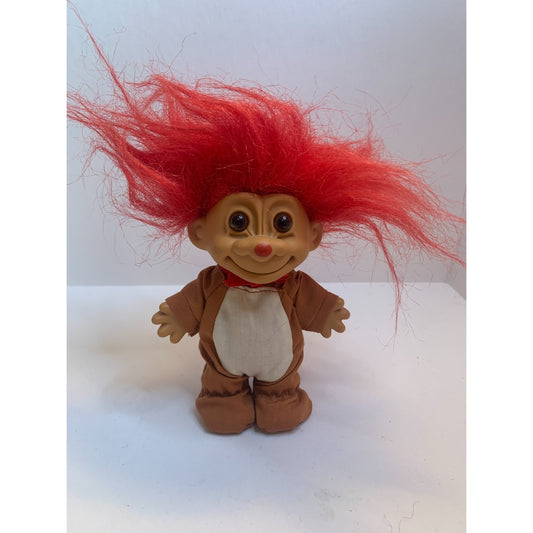 Vintage 90's Russ Troll Doll Rudolph Outfit Reindeer Christmas 4.75" Red Hair