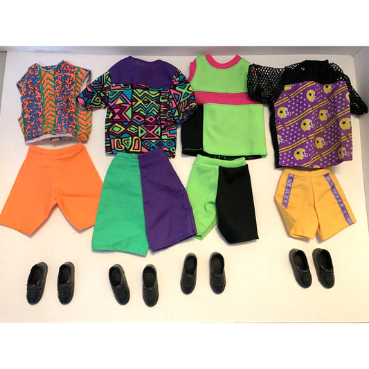 Lot of 4 Ken Vintage Clothes + Shoes Outfits 1990s Mattel Barbie Beach Football