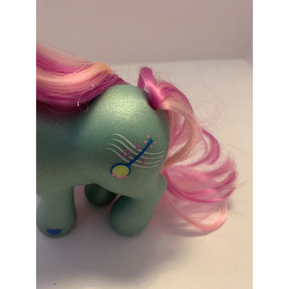 Vintage MLP G3 My Little Pony Banjo Blue Shimmery Pink Hair 2002 Hasbro