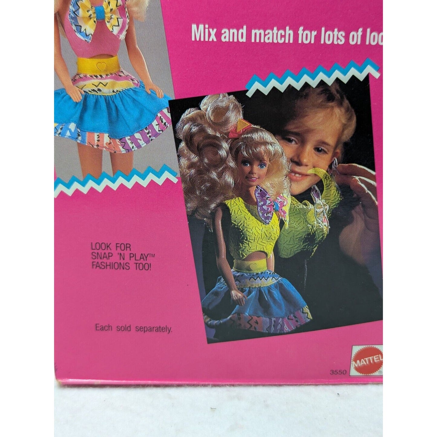 Vintage 90's Snap N Play Barbie Mattel Fashion Magic New In Box Orig Price Tag