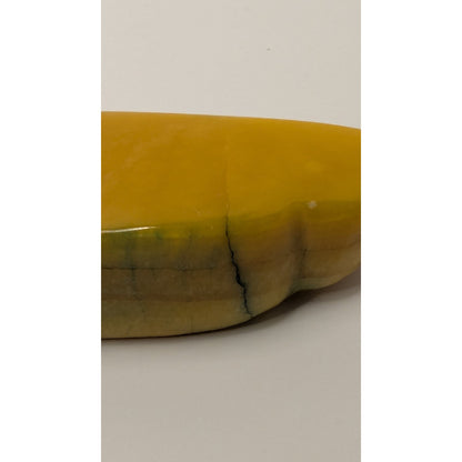 Vintage Alabaster Stone Fruit Yellow Melon Slice w/ Painted Seeds 6" 15.3oz
