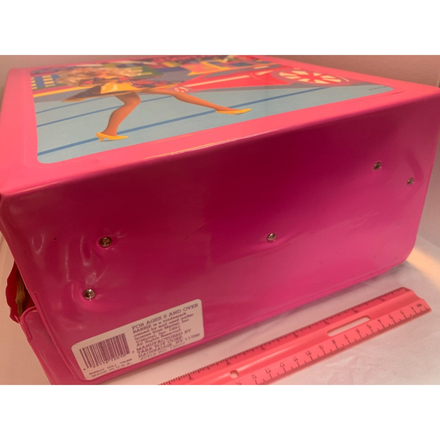 Vintage 1989 Mattel Barbie Doll Vinyl Pink Travel Carrying Case Wardrobe