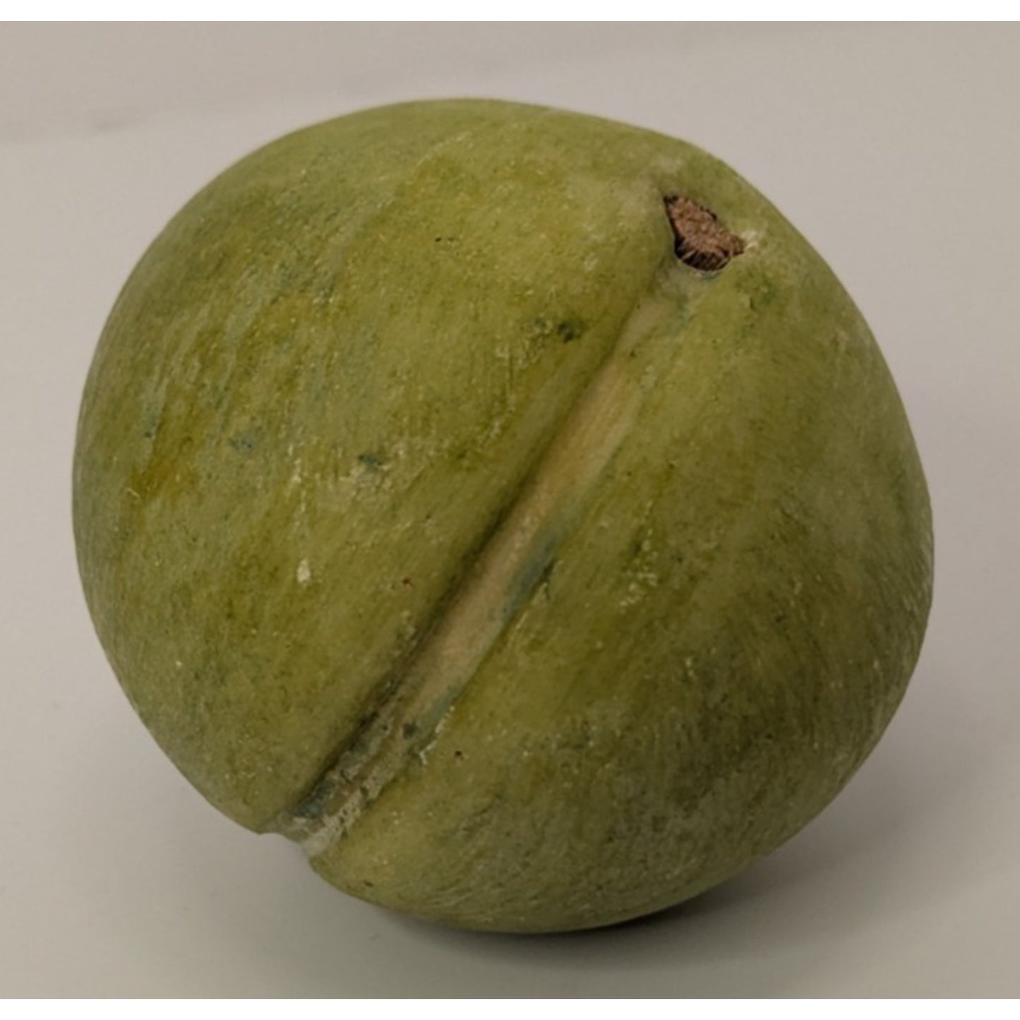 Vintage Green Hand Painted Italian Alabaster Stone Fruit Greengage Plum 9oz