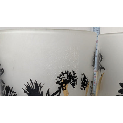 Georges Briard MCM Frosted Old Fashioned Rocks Glasses Set/2 Black Gold Floral