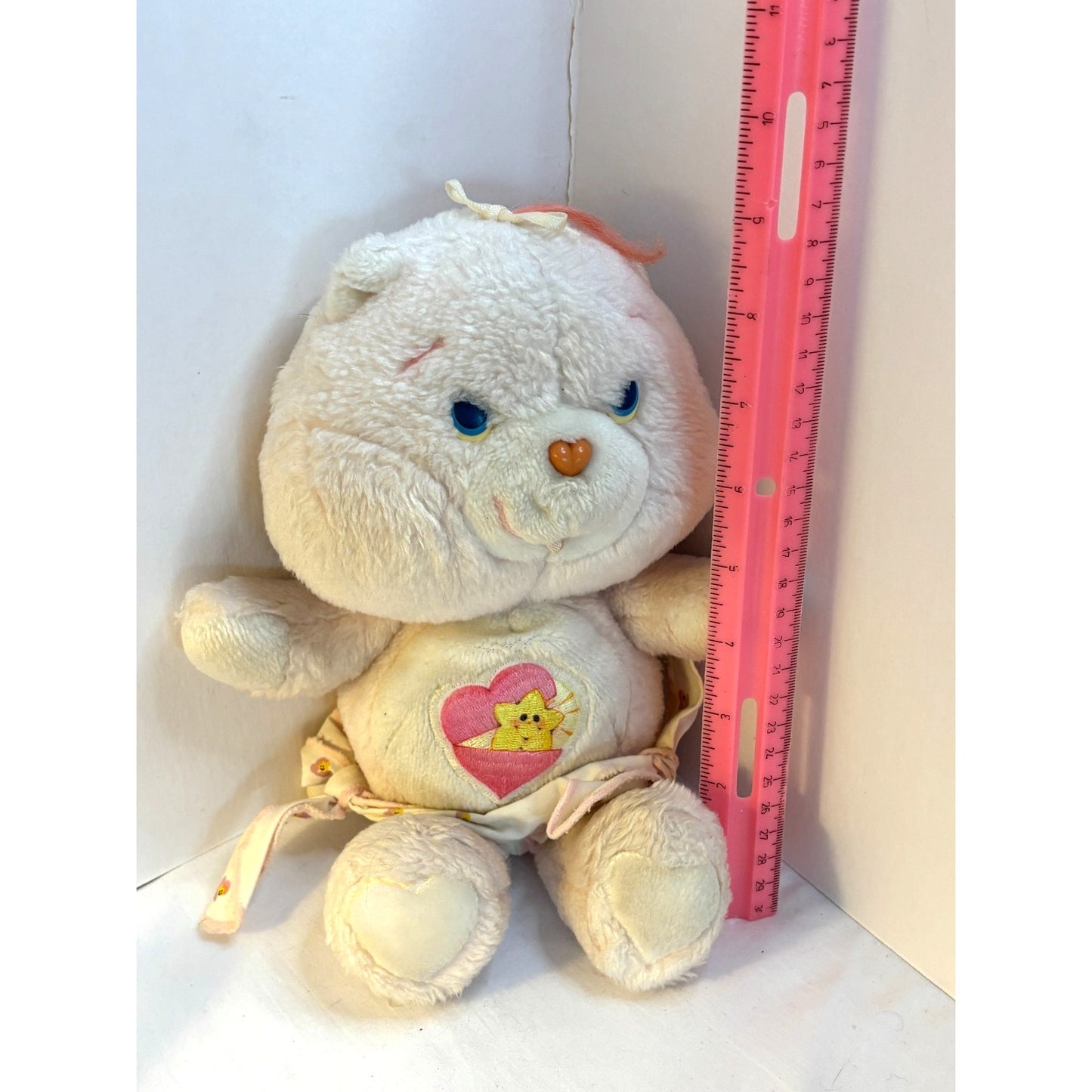 Vintage 1983 Care Bear Baby Hugs Bear Plush with Diaper Kenner Pastel Pink