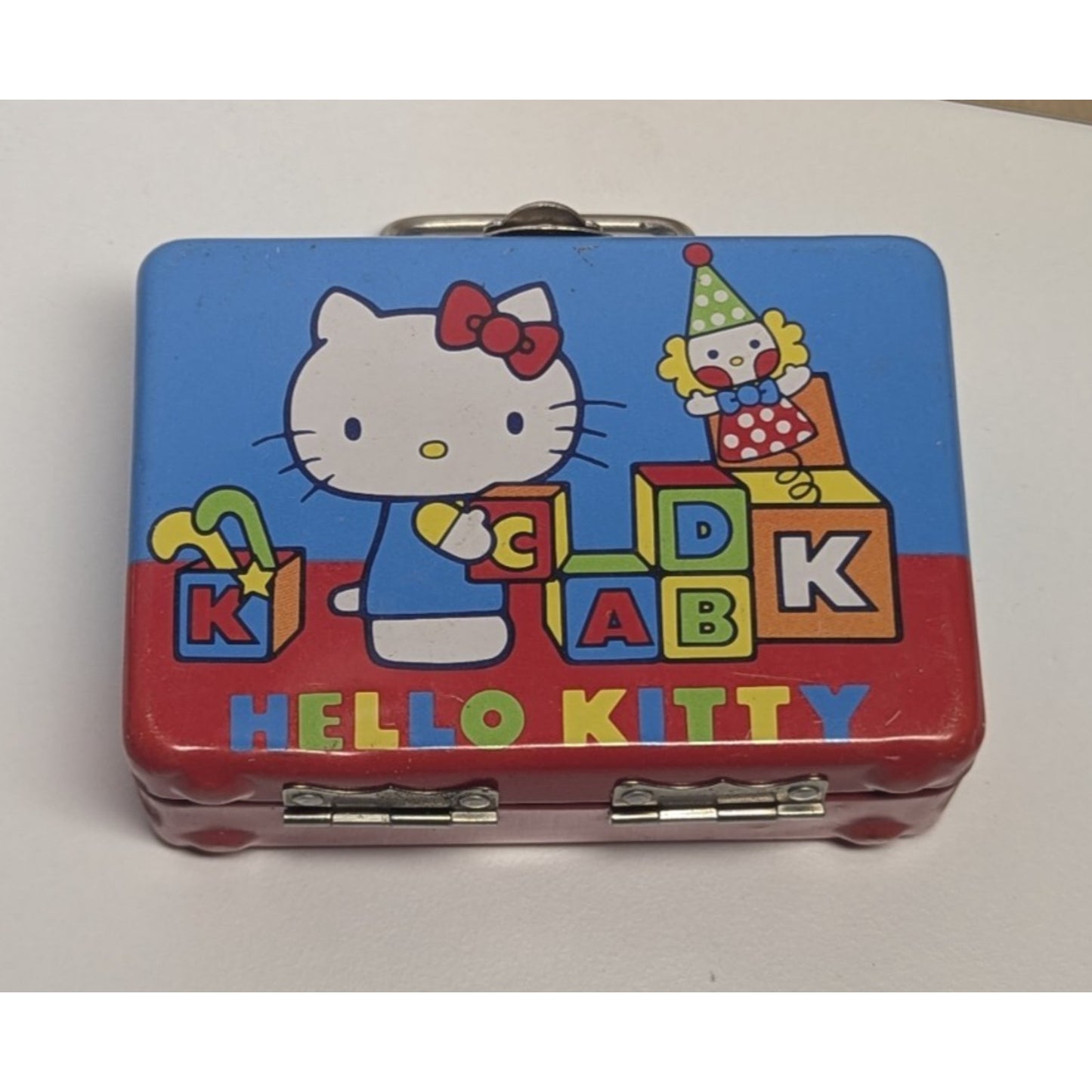 1976 Vintage Sanrio Hello Kitty Tiny Tin Mini Lunch Box 4" x 2.75"