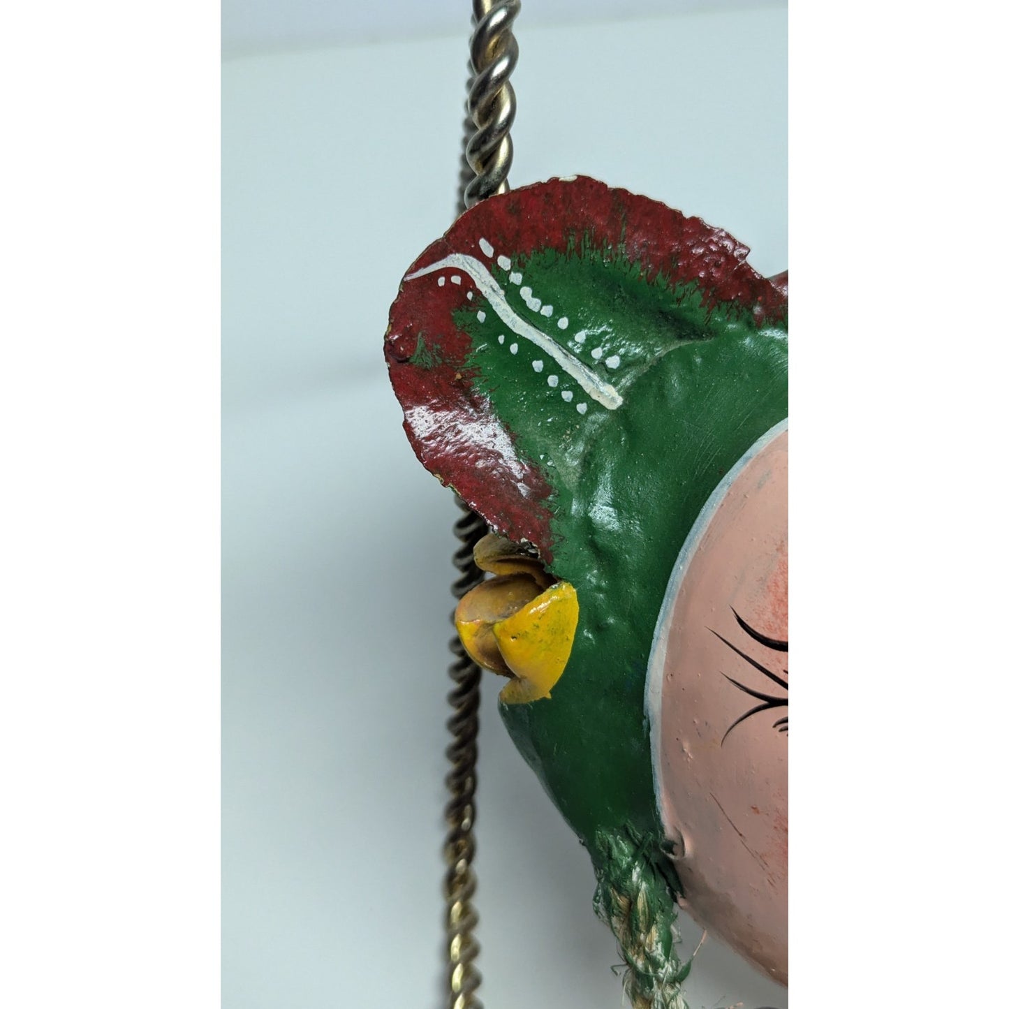 7" Vintage Mexico Oaxacan Hand Painted Handmade Leaf Face Folk Art Mask