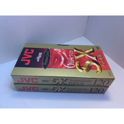 Lot of 2 JVC T-120 VHS TAPES Blank NEW SEALED Premium Quality SX Gold 6 Hours