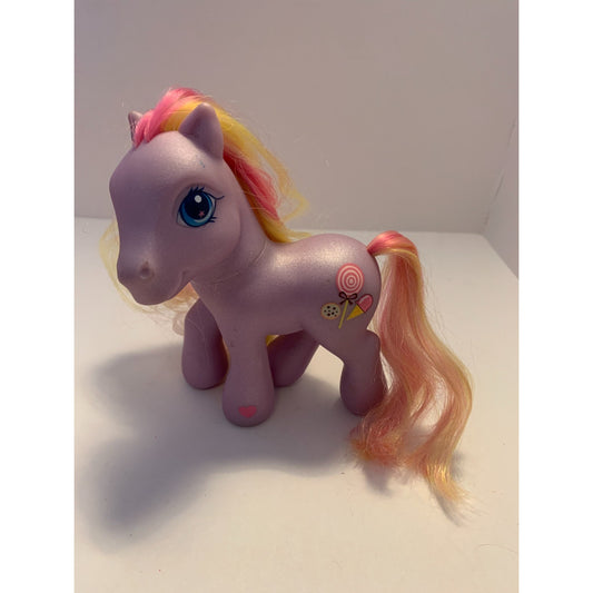 Vintage 2002 G3 My Little Pony MLP Triple Treat Purple Shimmer Pink Yellow Hair
