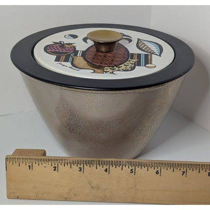 Vintage Georges Briard Gold Speckled Ambrosia Fire King Covered Bowl w/Lid