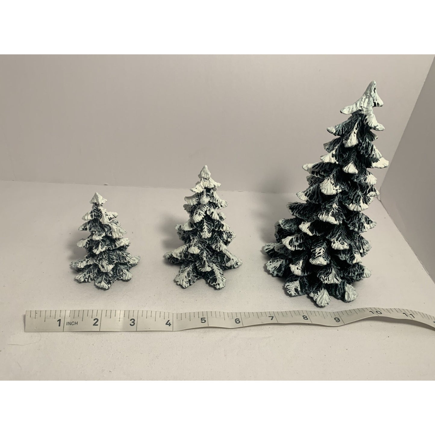 Vintage 90s Department 56 Village Set of 3 Evergreen Trees Cold Cast Porcelain B