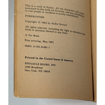 Andre Norton Forerunner, Forerunner: The Second Venture Lot Of 2 Hard/Paperback