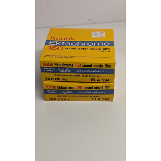 Kodak Ektachrome 160 Sound Super 8 mm Color Movie Film Type A Exp - 2 Rolls