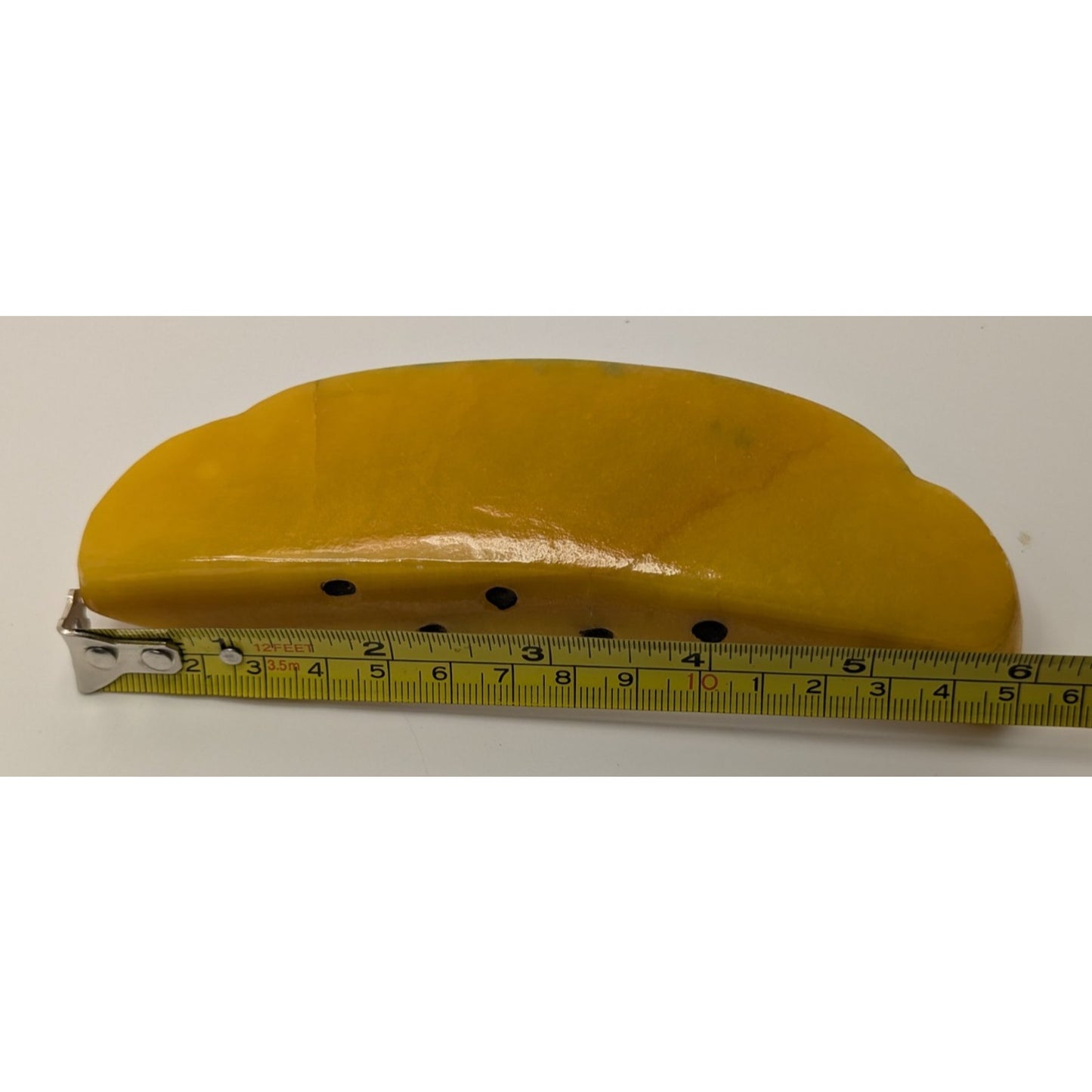 Vintage Alabaster Stone Fruit Yellow Melon Slice w/ Painted Seeds 6" 15.3oz