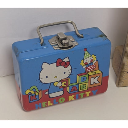 1976 Vintage Sanrio Hello Kitty Tiny Tin Mini Lunch Box 4" x 2.75"
