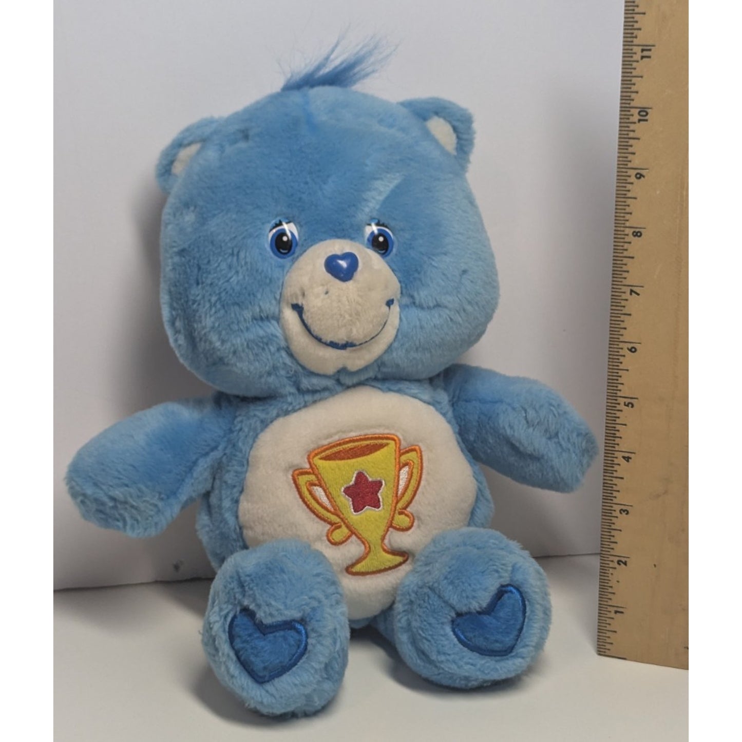 Care Bears 2003 Champ Bear Blue Championship Trophy Plush 13" Stuffed Animal Toy