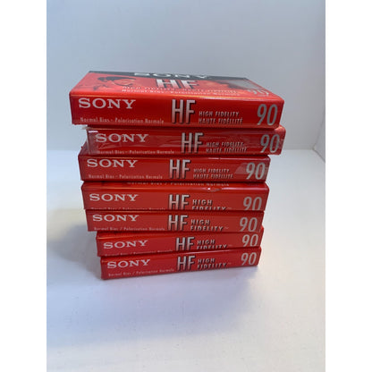 Lot of 7 SONY HF 90 M Normal Bias High Fidelity Blank Cassette Tapes NEW SEALED
