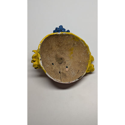 6" Vintage Mexico Oaxacan Hand Painted Handmade Leaf Face Folk Art Mask