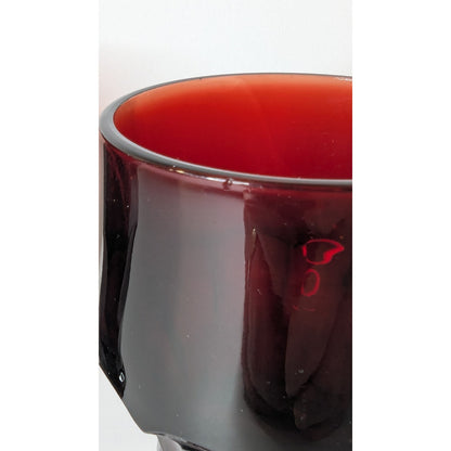 Ruby Red Georgian Honeycomb 8oz Glasses Vintage Anchor Hocking 4 1/8” Set Of 2