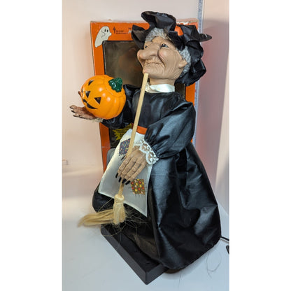 Vintage 1992 Telco Motion-ettes of Halloween Animated 24 in Witch w/Broom