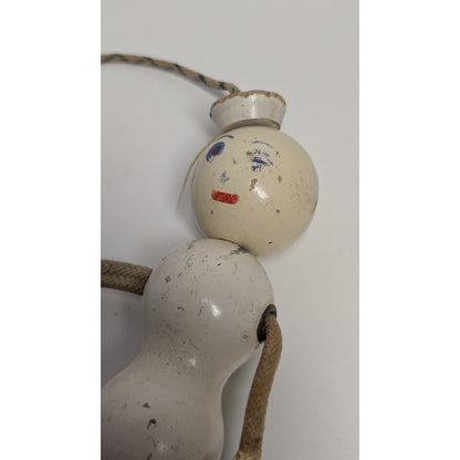 Antique 1920s TED TOY Bedford Mass 8" Wooden Sailor in White