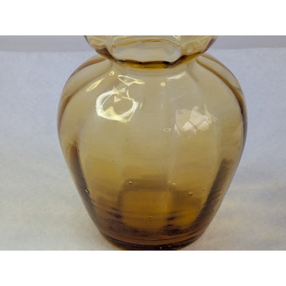 Vintage HOLMEGAARD Hyacinth Bulb Vase Light Amber Glass MCM 5.5" Optic