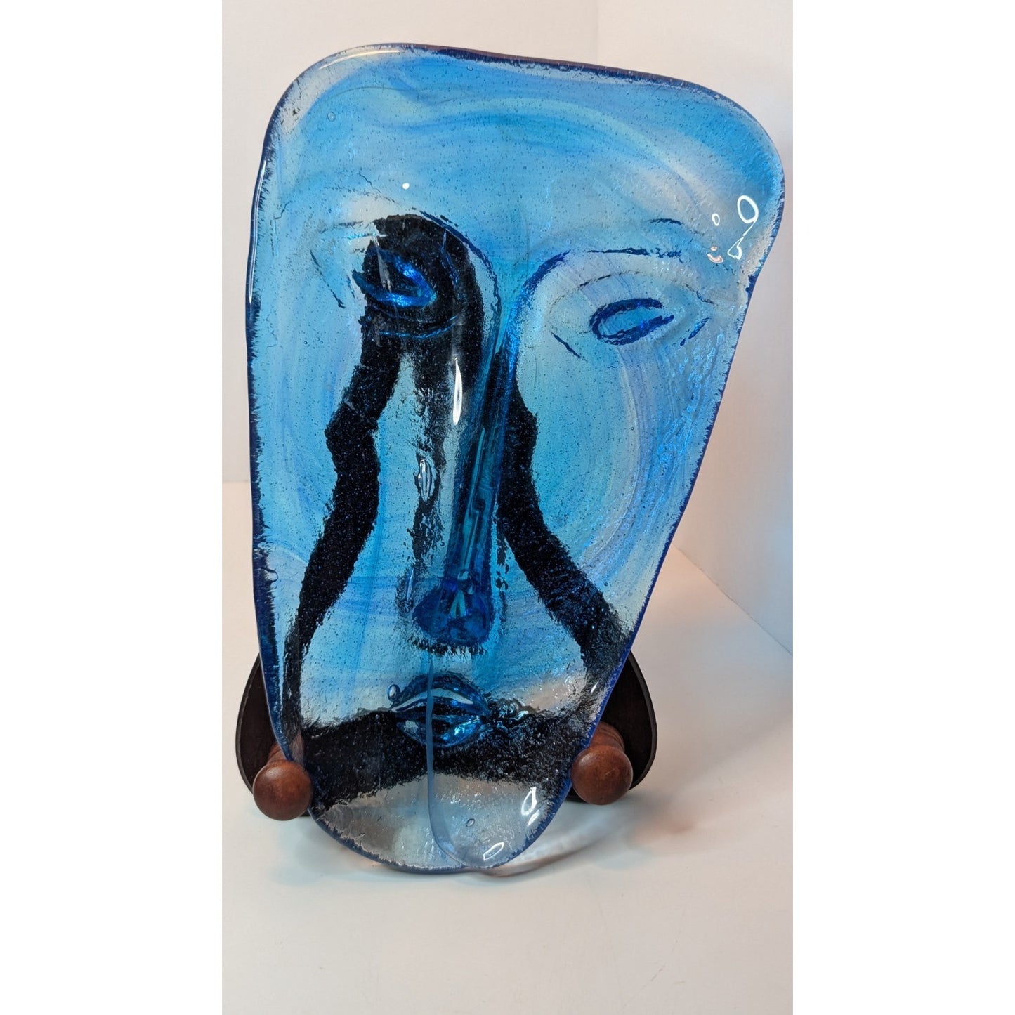 Vintage SKYDREAMER Blue Art Glass Face Mask Jaramillo Brothers Hand Made