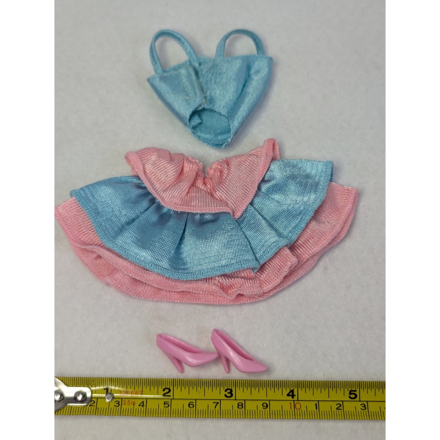 Vintage Barbie My First Fashions Easy On Blue Ruffle Dress 1989 Mattel #9249