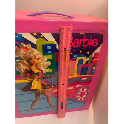 Vintage 1989 Mattel Barbie Doll Vinyl Pink Travel Carrying Case Wardrobe