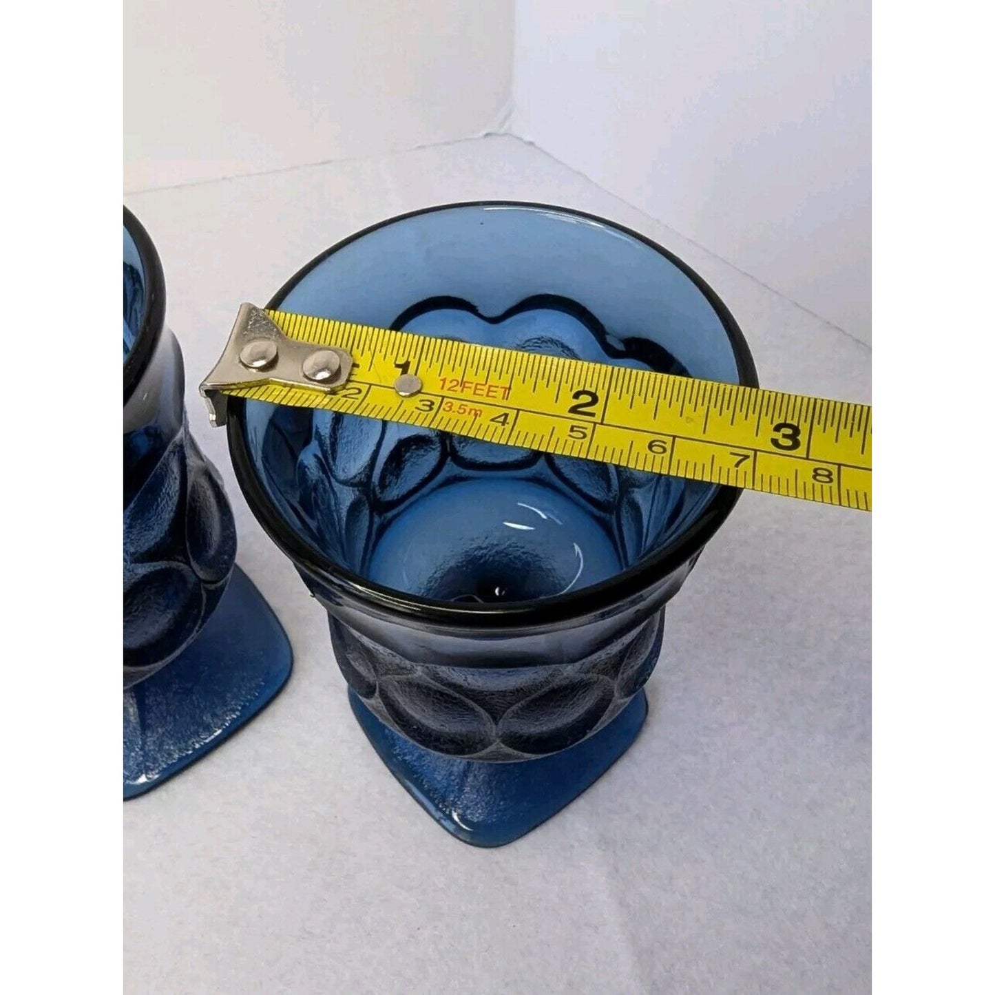Set of 2 Vintage Noritake Spotlight Blue Square Base Goblet Small 4 3/4" Glasses