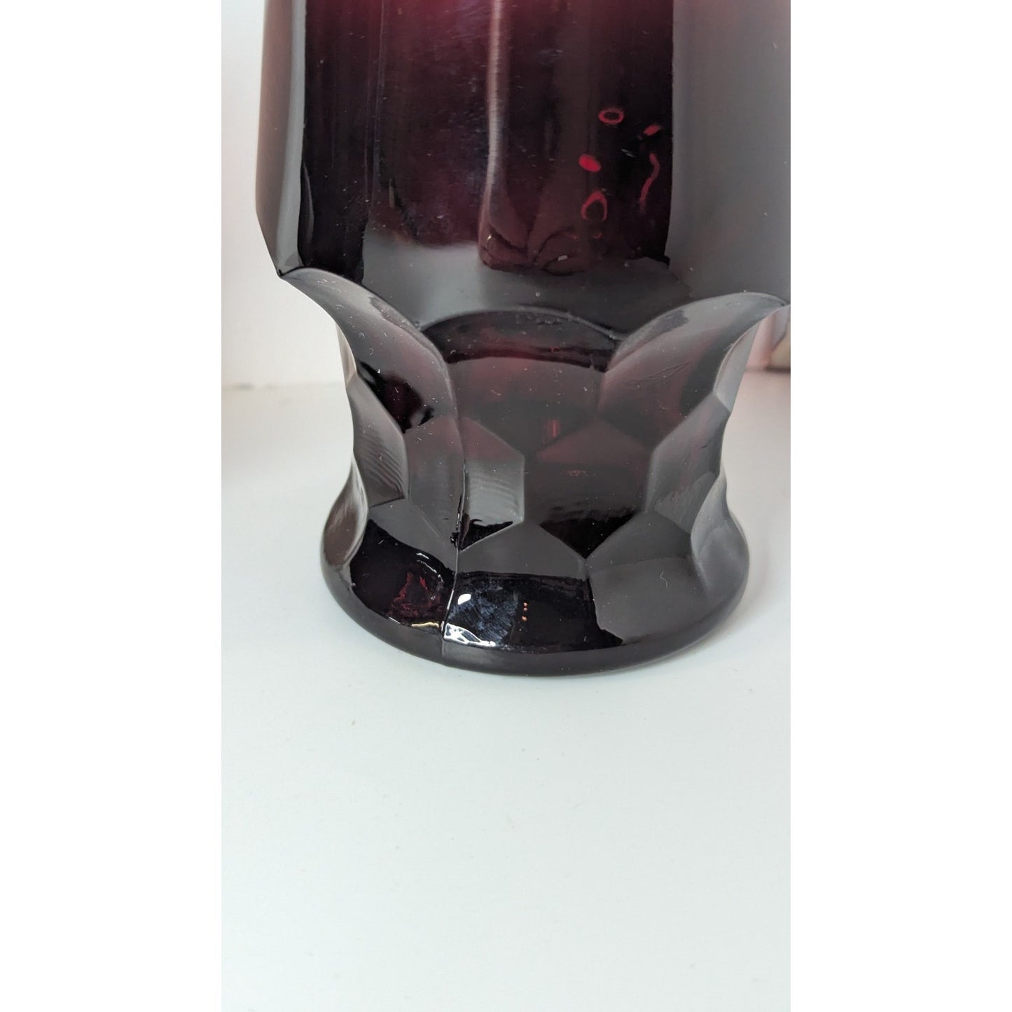 Ruby Red Georgian Honeycomb 8oz Glasses Vintage Anchor Hocking 4 1/8” Set Of 2