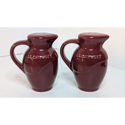 Le Creuset Burgundy Salt & Pepper Shakers 3.5" Jug with Handles