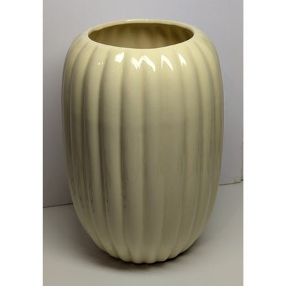 Haeger 11.25" Cream Ribbed Vase # 8434 Mid Century Modern USA Stamped
