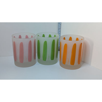 Morgan Glass Citrus Peel 10oz Lowball Retro Barware Glasses Set of 3 Vintage