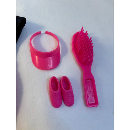 Barbie Outfit 1993 Glitter Hair Dress Shoes Visor Brush #10965