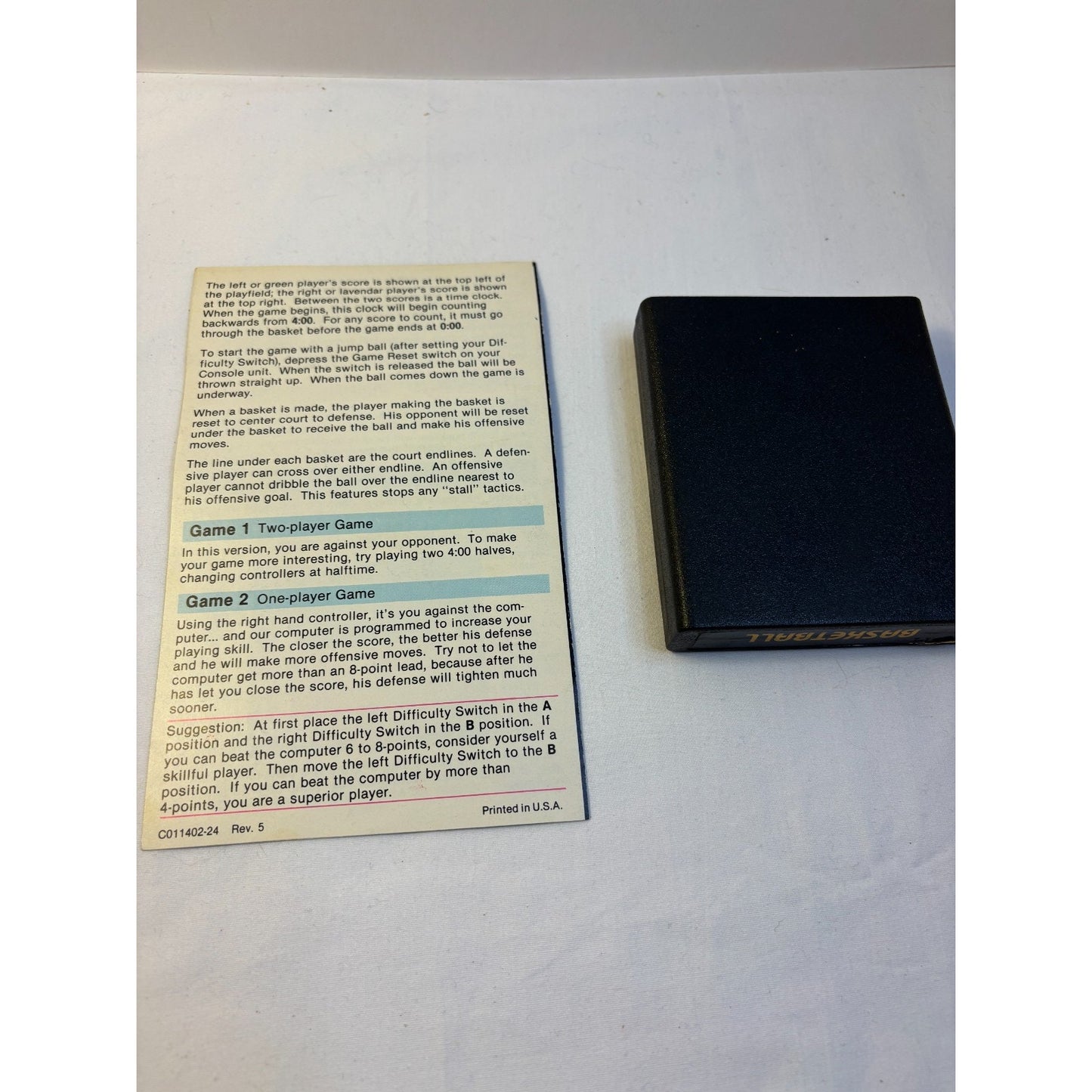 Atari 2600 7800 Basketball Video Game Cartridge + Manual TESTED CX2624