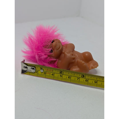 1985 Dam Newborn Norfin Troll LAYING Baby of the Bunch Pink Short Hair