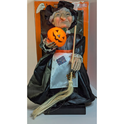 Vintage 1992 Telco Motion-ettes of Halloween Animated 24 in Witch w/Broom