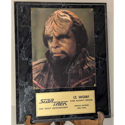 Star Trek Chief Lt. Worf Autographed Plaque 600/2500 L. Edition Michael Dorn