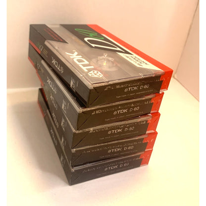 Lot of 5 TDK D60 Blank Cassette Tapes IEC1/TYPE1 Normal Position SEALED